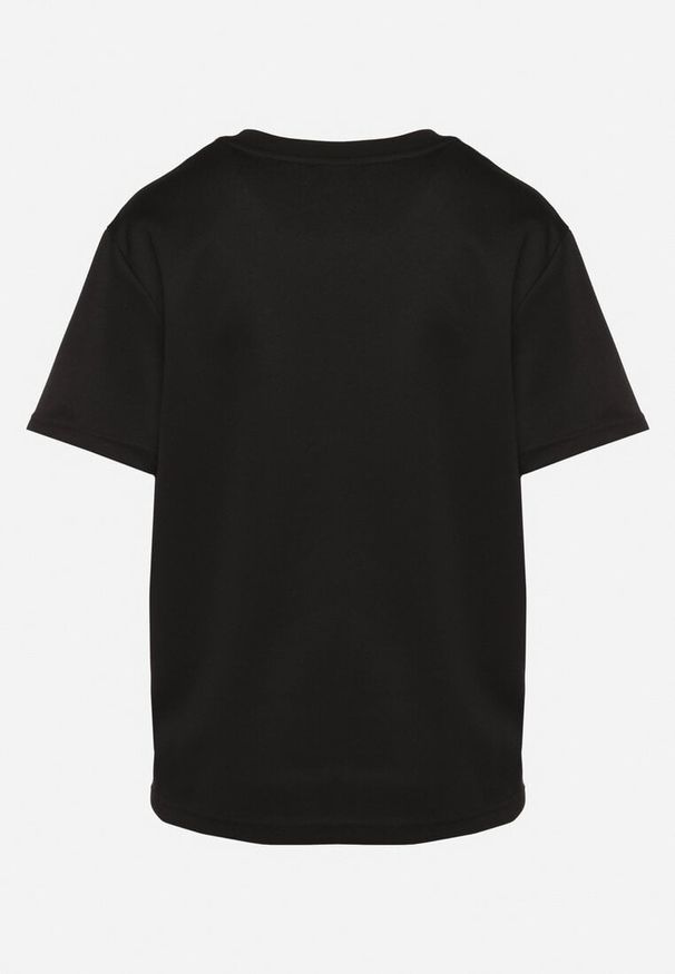 Born2be - Czarny T-shirt z Małym Nadrukiem Tenalera. Okazja: na co dzień. Kolor: czarny. Wzór: nadruk. Styl: elegancki, klasyczny, casual