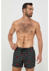 Hugo - HUGO szorty kąpielowe kolor zielony. Kolor: zielony. Materiał: tkanina, bawełna #1