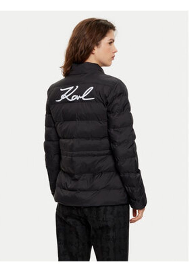 Karl Lagerfeld - KARL LAGERFELD Kurtka puchowa 246W1513 Czarny Slim Fit. Typ kołnierza: dekolt w karo. Kolor: czarny. Materiał: syntetyk