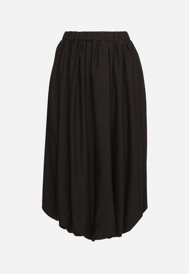 Born2be - Czarna Spódnica z Wiskozą w Stylu Bombki Dennielle. Okazja: na co dzień, na imprezę. Kolor: czarny. Materiał: wiskoza. Styl: elegancki, casual