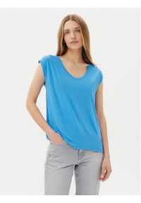 Pieces T-Shirt Billo 17078732 Niebieski Loose Fit. Kolor: niebieski. Materiał: wiskoza
