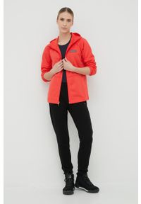 columbia - Columbia bluza sportowa Windgates damska kolor czerwony z kapturem gładka. Typ kołnierza: kaptur. Kolor: czerwony. Materiał: skóra, materiał, włókno. Długość rękawa: raglanowy rękaw. Wzór: gładki. Styl: sportowy #5