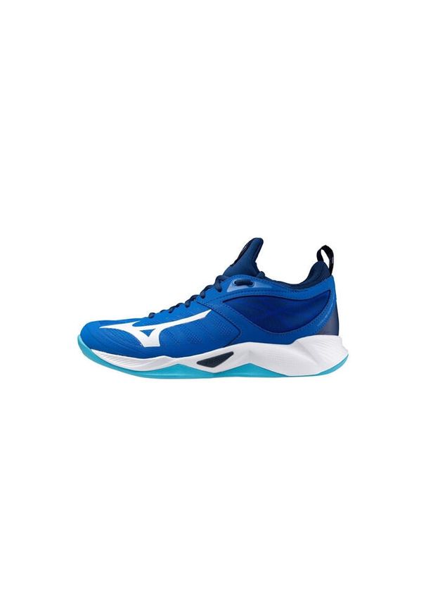 Buty halowe Mizuno Wave Dimension. Kolor: biały, wielokolorowy, niebieski. Model: Mizuno Wave. Sport: siatkówka