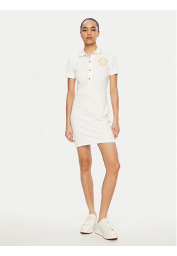 Versace Jeans Couture Sukienka codzienna 78HAOT01 Biały Regular Fit. Okazja: na co dzień. Kolor: biały. Materiał: bawełna. Typ sukienki: proste. Styl: casual