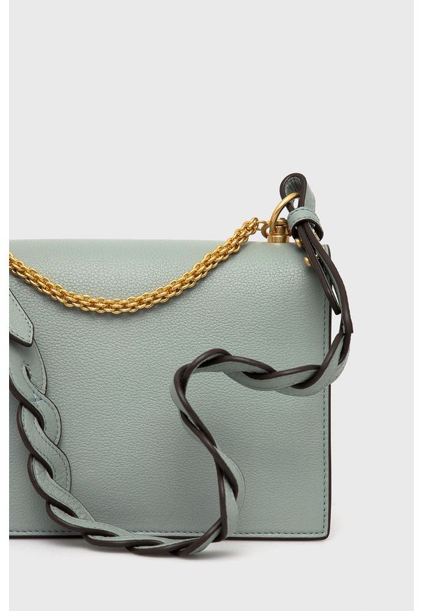 Tory Burch torebka skórzana kolor turkusowy. Kolor: turkusowy. Materiał: skórzane