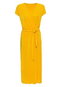 Sukienka shirtowa plisowana bonprix żółty szafranowy. Kolor: żółty #1