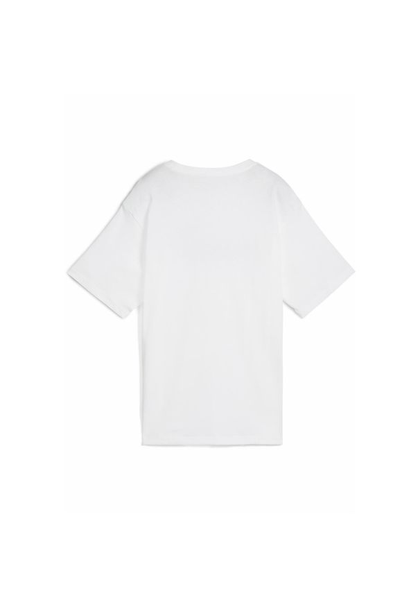 Puma - Damska luźna koszulka Essentials z logo No.1 PUMA White. Kolor: biały. Materiał: guma. Wzór: nadruk. Sport: fitness