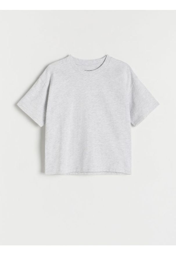 Reserved - Bawełniany t-shirt - jasnoszary. Kolor: szary. Materiał: bawełna