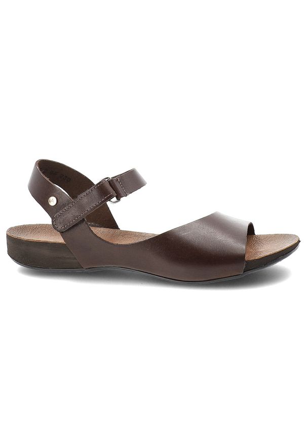 Sandały damskie Armodo, cholewka ze skóry naturalnej płaska stabilna podeszwa minimalistyczny fason, brązowe, 40252. Kolor: brązowy. Materiał: skóra