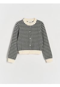 Reserved - Kardigan w pepitkę - wielobarwny. Materiał: wiskoza, dzianina #1