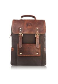 Plecak na laptopa vintage PAOLO PERUZZI SI-03-BR brązowy. Kolor: brązowy. Materiał: skóra. Styl: vintage