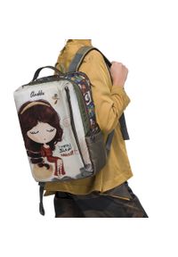 Plecak damski Anekke, wykonany z materiału tekstylnego z dekoracyjnym nadrukiem zamykany na zamek, kolorowy, 42575-001. Materiał: materiał. Wzór: kolorowy, nadruk. Styl: casual, elegancki #9