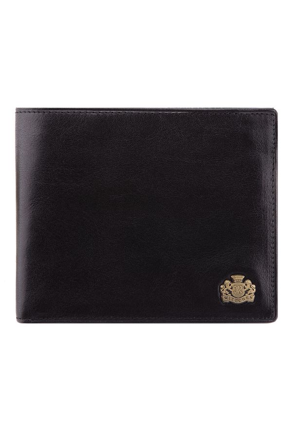Wittchen - Męski portfel skórzany z dwoma suwakami czarny. Kolor: czarny. Materiał: skóra. Wzór: aplikacja