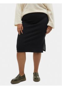 Vero Moda Curve Spódnica midi 10294911 Czarny Regular Fit. Kolor: czarny. Materiał: bawełna