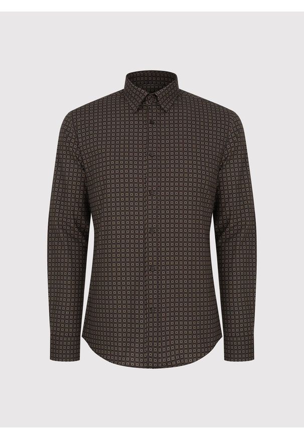 Pako Lorente - PAKO LORENTE – Brązowa koszula we wzór. Kolor: brązowy. Materiał: bawełna, elastan. Długość rękawa: długi rękaw. Długość: długie. Wzór: geometria