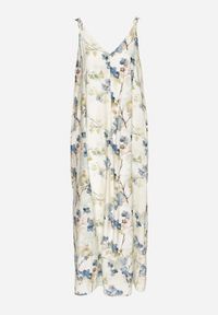 Born2be - Beżowo-Niebieska Kwiecista Sukienka na Ramiączkach z Wiskozą o Rozkloszowanym Kroju Jenarienna. Okazja: na co dzień. Typ kołnierza: dekolt w kształcie V. Kolor: niebieski. Materiał: wiskoza. Długość rękawa: na ramiączkach. Wzór: kwiaty. Typ sukienki: rozkloszowane. Styl: casual, elegancki #2