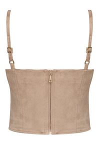 Guess Top W6RH03 WJ472 Beżowy Slim Fit. Kolor: beżowy. Materiał: syntetyk #3