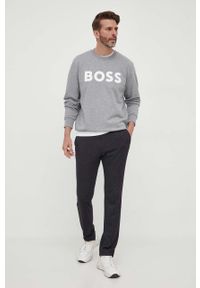 BOSS bluza bawełniana męska kolor szary z nadrukiem. Kolor: szary. Materiał: bawełna. Wzór: nadruk. Styl: klasyczny #3