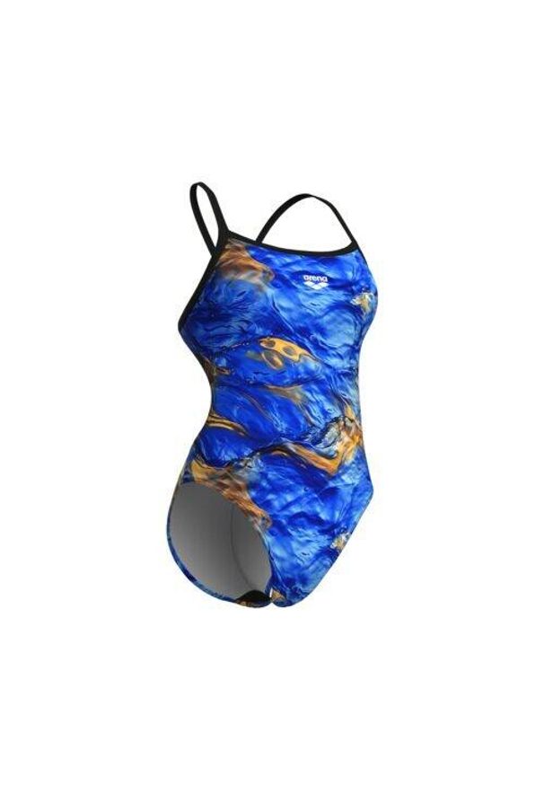 Damski kostium kąpielowy 1-częściowy Arena Gold Leaves Chall. Kolor: wielokolorowy, niebieski, czarny