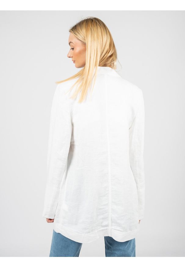 TOMMY HILFIGER - Tommy Hilfiger Marynarka | WW0WW33195 | Kobieta | Biały. Okazja: na co dzień. Kolor: biały. Materiał: len. Długość: długie. Styl: casual