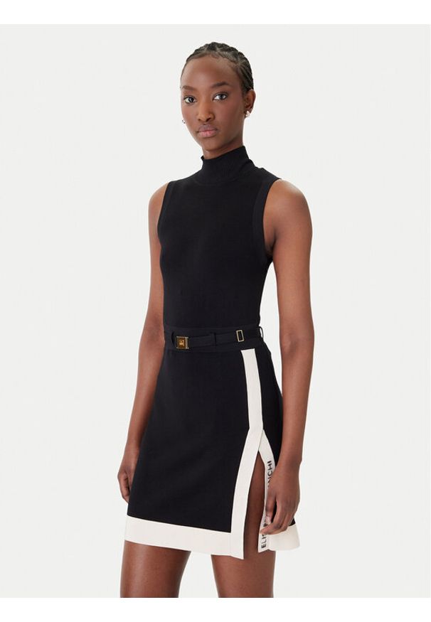 Elisabetta Franchi Sukienka dzianinowa AM-02S-61E2-V390 Czarny Regular Fit. Kolor: czarny. Materiał: wiskoza