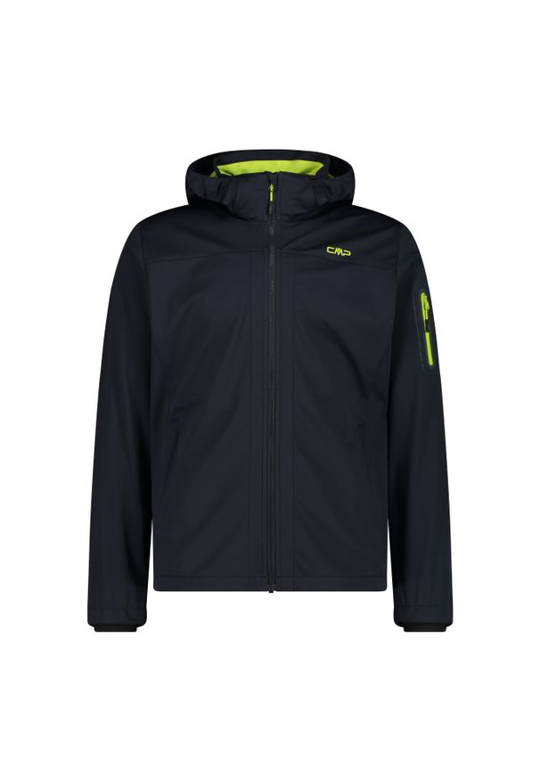 Kurtka męska turystyczna CMP 39A5027. Typ kołnierza: kaptur. Kolor: czarny. Materiał: softshell. Sport: turystyka piesza