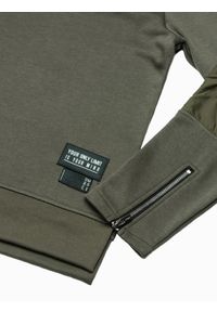 Ombre Clothing - Bluza męska z kapturem B1075 - khaki - XL. Typ kołnierza: kaptur. Kolor: brązowy. Materiał: bawełna, poliester. Wzór: aplikacja #6