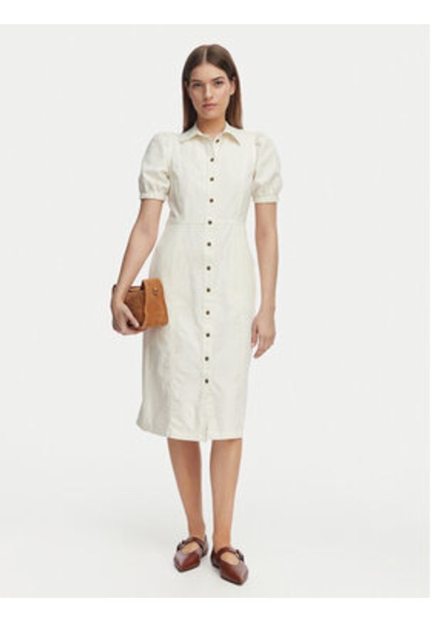 French Connection Sukienka jeansowa 71SZN Biały Regular Fit. Kolor: biały. Materiał: bawełna