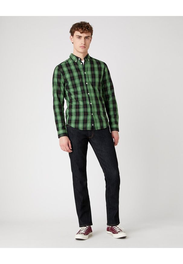 Wrangler - MĘSKA KOSZULA WRANGLER LS 1 PKT BUTTON DOWN ARTICHOKE GREEN W5F34MG14 112130123. Typ kołnierza: button down