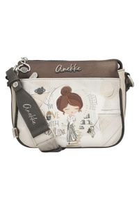 Torebka damska Anekke, listonoszka z dekoracyjnym nadrukiem i metalowym logo zapinana na suwak wyposażona w regulowany pasek oraz ozdobną zawieszkę,. Kolor: brązowy. Wzór: nadruk. Styl: casual, elegancki. Rodzaj torebki: na ramię #5