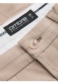 Ombre Clothing - Męskie spodnie o klasycznym kroju w delikatną kratę - piaskowe V2 OM-PACP-0187 - XXL. Materiał: wiskoza, poliester, materiał. Styl: klasyczny #4