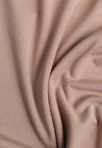 Renee - Beżowy Wiskozowy T-shirt o Dopasowanym Kroju z Golfem Isomina. Okazja: na co dzień, na imprezę. Typ kołnierza: golf. Kolor: beżowy. Materiał: wiskoza. Styl: casual #5