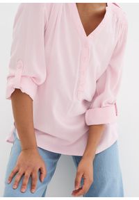 bonprix - Bluzka tunikowa z miękkiej wiskozy. Kolor: różowy. Materiał: wiskoza. Długość rękawa: długi rękaw. Długość: długie #2