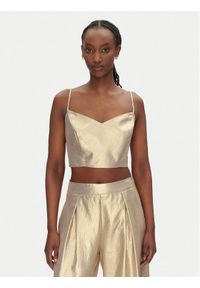 ACCESS FASHION Top 53-2021-922 Złoty Slim Fit. Kolor: złoty. Materiał: syntetyk