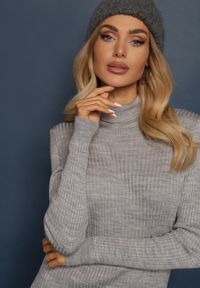 Renee - Szary Klasyczny Golf z Prążkowanego Materiału Belikorre. Okazja: na co dzień. Typ kołnierza: golf. Kolor: szary. Materiał: materiał, prążkowany. Styl: klasyczny #5
