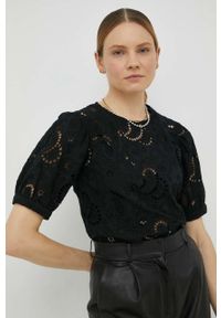 Herskind bluzka bawełniana damska kolor czarny gładka. Okazja: na co dzień. Kolor: czarny. Materiał: bawełna. Długość rękawa: krótki rękaw. Długość: krótkie. Wzór: gładki. Styl: casual #1