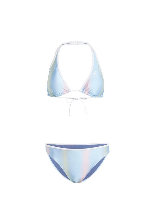 Adidas - Bikini Tiro Neckholder. Kolor: biały, niebieski, wielokolorowy. Materiał: materiał