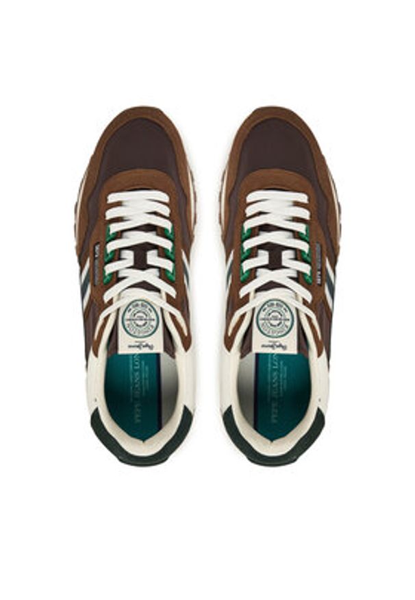Pepe Jeans Sneakersy Kingston College M PMS400010 Brązowy. Kolor: brązowy. Materiał: skóra, zamsz