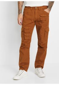 bonprix - Spodnie bojówki Loose Fit Straight. Kolor: brązowy #1