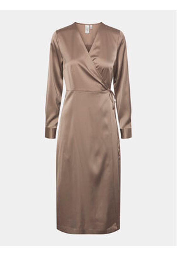 YAS Sukienka codzienna Pella 26030740 Beżowy Regular Fit. Okazja: na co dzień. Kolor: beżowy. Materiał: syntetyk. Typ sukienki: proste. Styl: casual