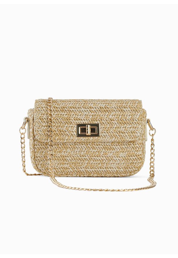 bonprix - Torebka słomkowa na ramię. Kolor: beżowy. Sezon: lato. Rozmiar: małe. Rodzaj torebki: na ramię