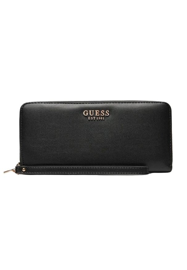 Guess - GUESS Czarny damski portfel Laurel Slg. Kolor: czarny. Materiał: skóra ekologiczna