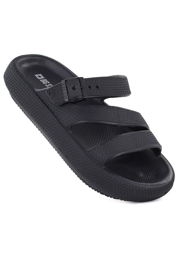 Big-Star - Klapki damskie sportowe na grubej podeszwie basenowe czarne Big Star TT274A037. Okazja: na co dzień, na plażę. Kolor: czarny. Materiał: materiał. Styl: sportowy