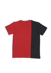 LEONE 1947 APPAREL - Pionowa, dwukolorowa koszulka dziecięca z krótkim rękawem klasy Junior. Kolor: czerwony. Długość rękawa: krótki rękaw. Długość: krótkie. Sport: joga i pilates