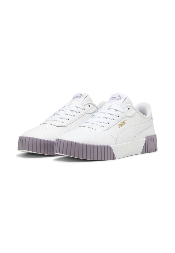 Puma - Damskie sneakersy Carina 2.0 PUMA White Pale Plum Gold Purple. Zapięcie: sznurówki. Kolor: fioletowy, biały, wielokolorowy, żółty. Materiał: syntetyk, materiał. Szerokość cholewki: normalna. Sport: turystyka piesza