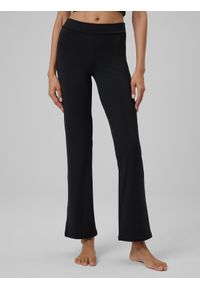 4f - 4F Spodnie do jogi z rozszerzanymi nogawkami damskie - czarne XS. Stan: podwyższony. Kolor: czarny. Materiał: skóra, materiał. Długość: długie. Sport: joga i pilates #2