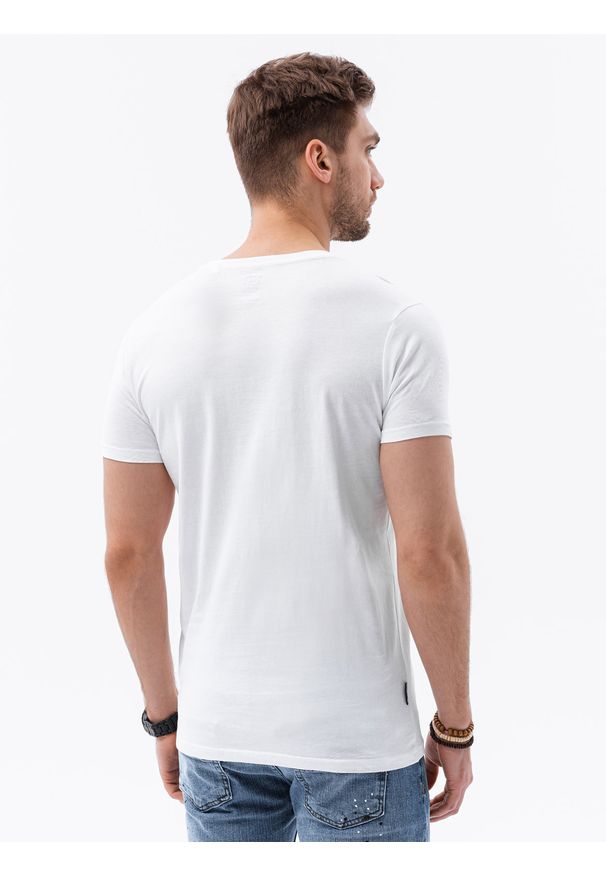 Ombre Clothing - T-shirt męski bawełniany BASIC S1370 - biały - XXL. Kolor: biały. Materiał: bawełna. Styl: klasyczny