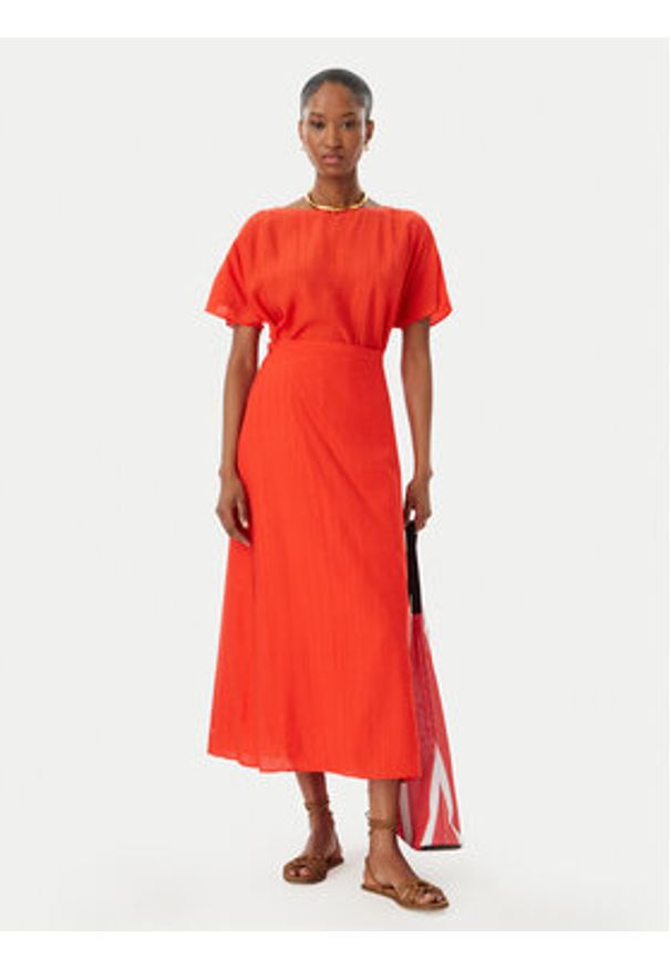 LOLA CASADEMUNT Sukienka codzienna MS2616020 Czerwony Regular Fit. Okazja: na co dzień. Kolor: czerwony. Materiał: syntetyk. Typ sukienki: proste. Styl: casual