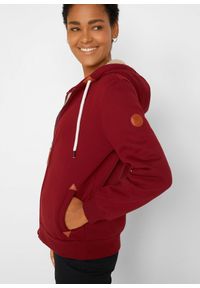 bonprix - Bluza rozpinana z kapturem, na podszewce z polaru baranka. Typ kołnierza: kaptur. Kolor: czerwony. Materiał: polar #2