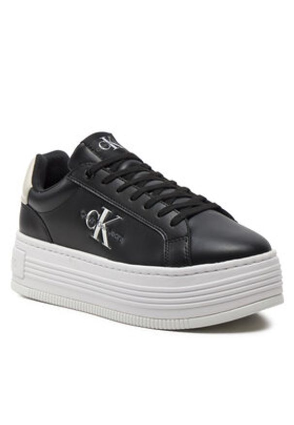 Calvin Klein Jeans Sneakersy Bold Platf Low Lace Lth Ml Mtl YW0YW01516 Czarny. Kolor: czarny. Materiał: skóra